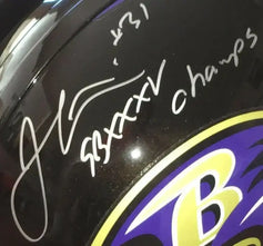Jamal Lewis autographed Ravens Riddell full size helmet inscribed SB XXXV Champs (Schwartz) - AutographsForSale.com