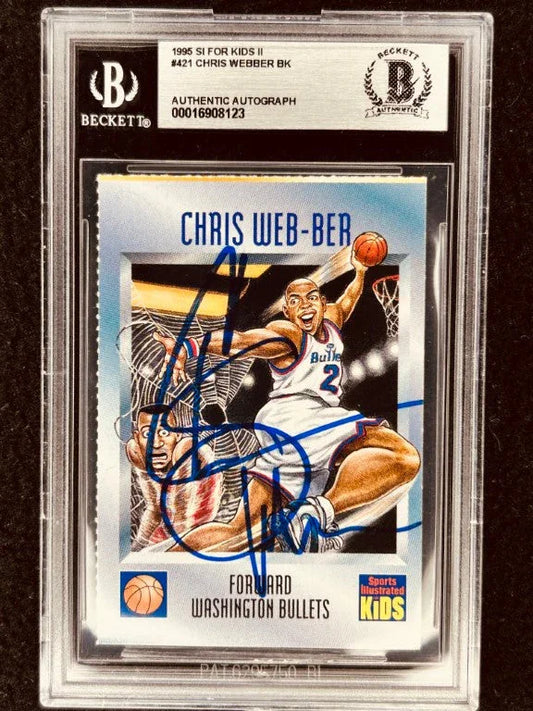 Chris Webber autographed Washington Bullets 1995 Sports Illustrated for Kids card BAS - AutographsForSale.com