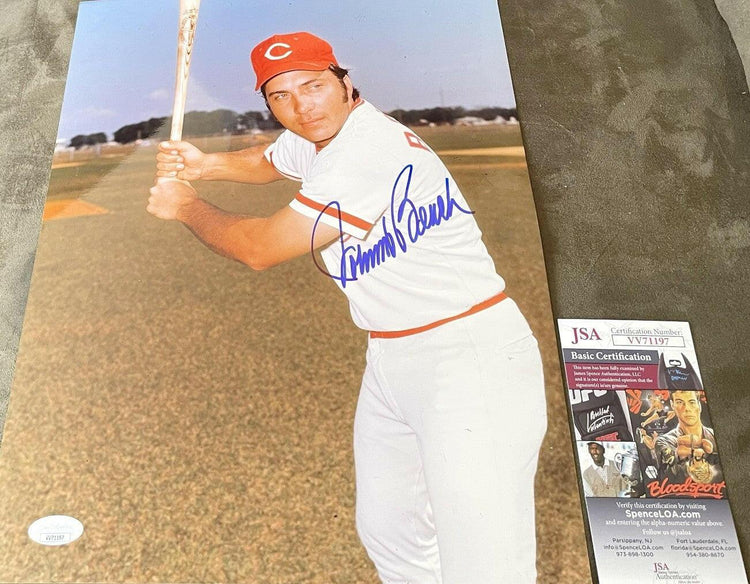 Johnny Bench autographed Cincinnati Reds 11x14 photo JSA - AutographsForSale.com