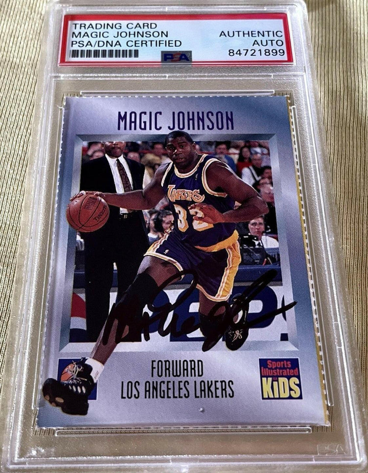 Magic Johnson autographed Lakers 1996 Sports Illustrated for Kids card PSA/DNA - AutographsForSale.com