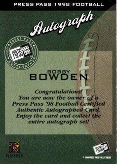 Bobby Bowden certified signed Florida St Seminoles 1998 Press Pass card - AutographsForSale.com