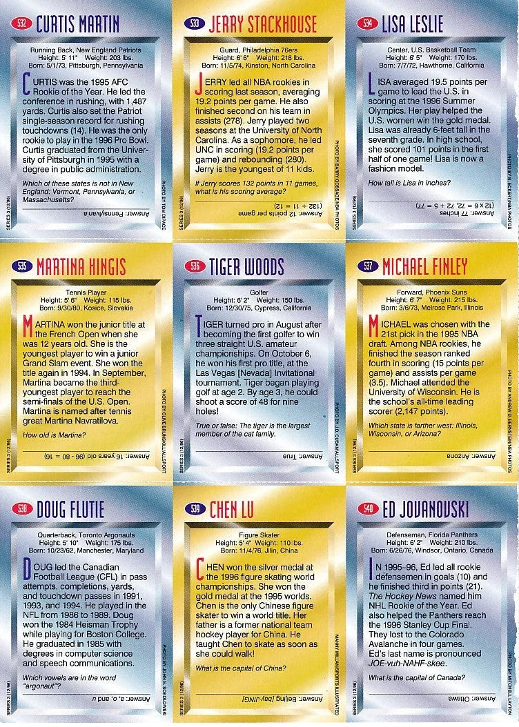 Tiger Woods autographed 1996 Sports Illustrated for Kids Rookie Card sheet JSA - AutographsForSale.com