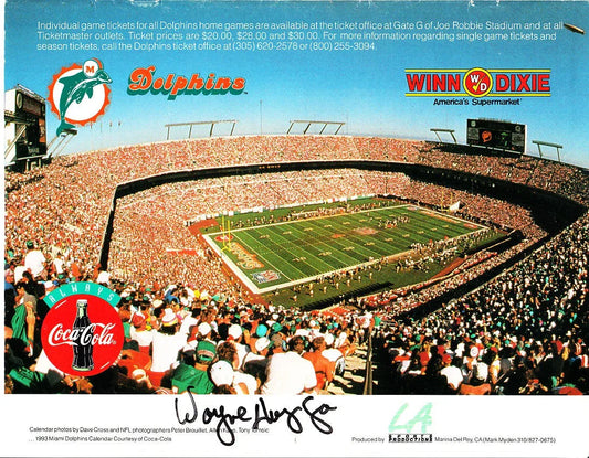Wayne Huizenga signed Dolphins 1993 1994 calendar back cover - AutographsForSale.com