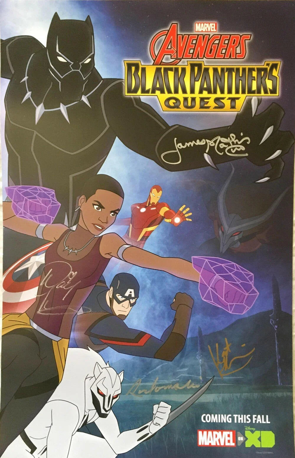Avengers Black Panther’s Quest Cast signed 2018 SDCC 13x20 Marvel poster Kathreen Khavari James Mathis - AutographsForSale.com