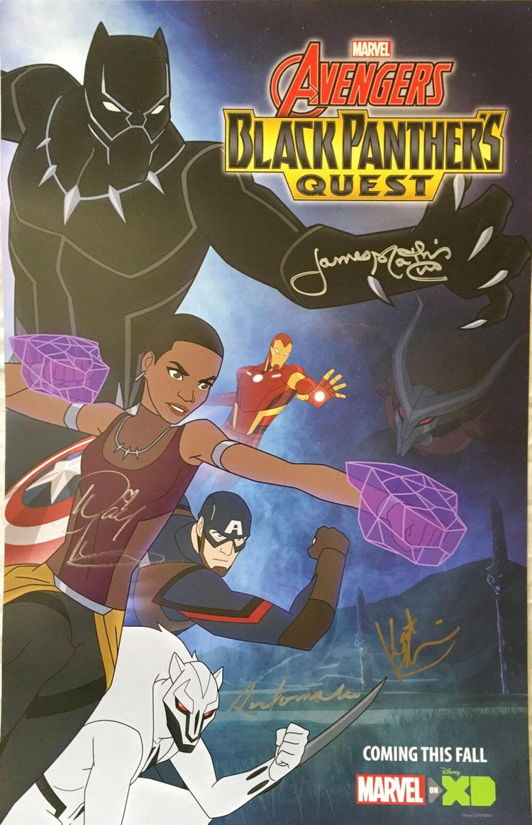 Avengers Black Panther’s Quest Cast signed 2018 SDCC 13x20 Marvel poster Kathreen Khavari James Mathis - AutographsForSale.com