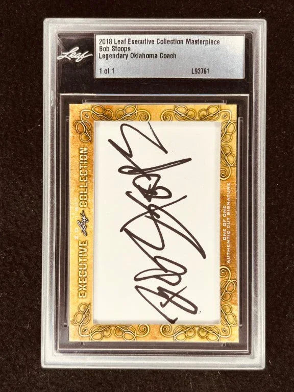Bob Stoops 2018 Leaf Masterpiece Cut Signature card 1/1 JSA Oklahoma Sooners - AutographsForSale.com