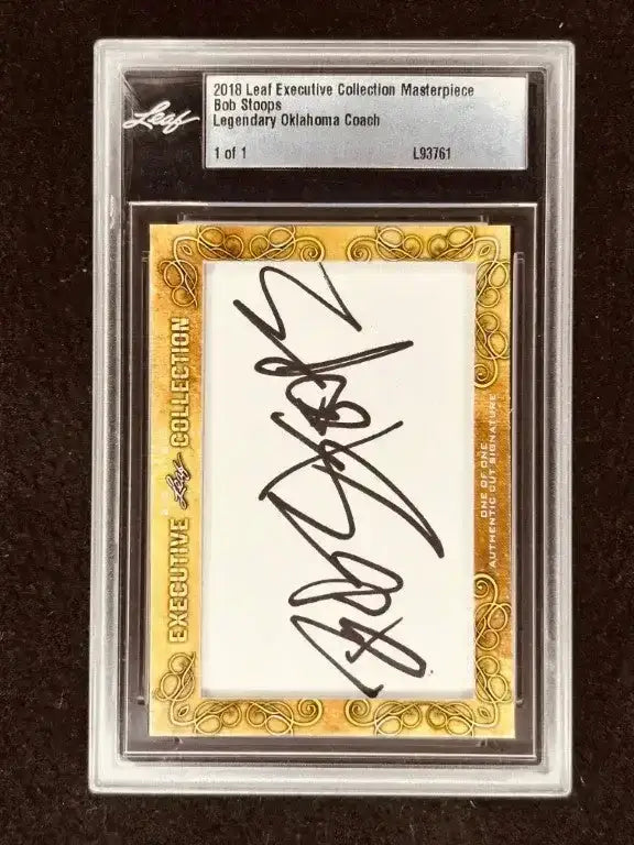 Bob Stoops 2018 Leaf Masterpiece Cut Signature card 1/1 JSA Oklahoma Sooners - AutographsForSale.com