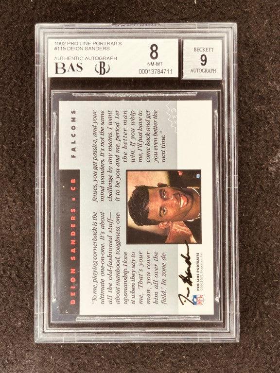 Deion Sanders certified signed Atlanta Falcons 1992 Pro Line card BAS BGS 8 - AutographsForSale.com