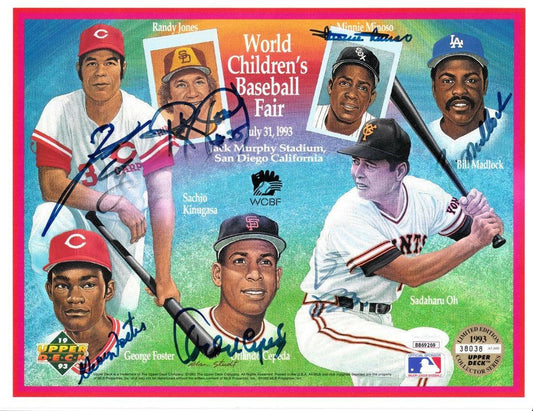 Sadaharu Oh Sachio Kinugasa Orlando Cepeda Minnie Minoso signed 1993 Upper Deck card sheet JSA - AutographsForSale.com