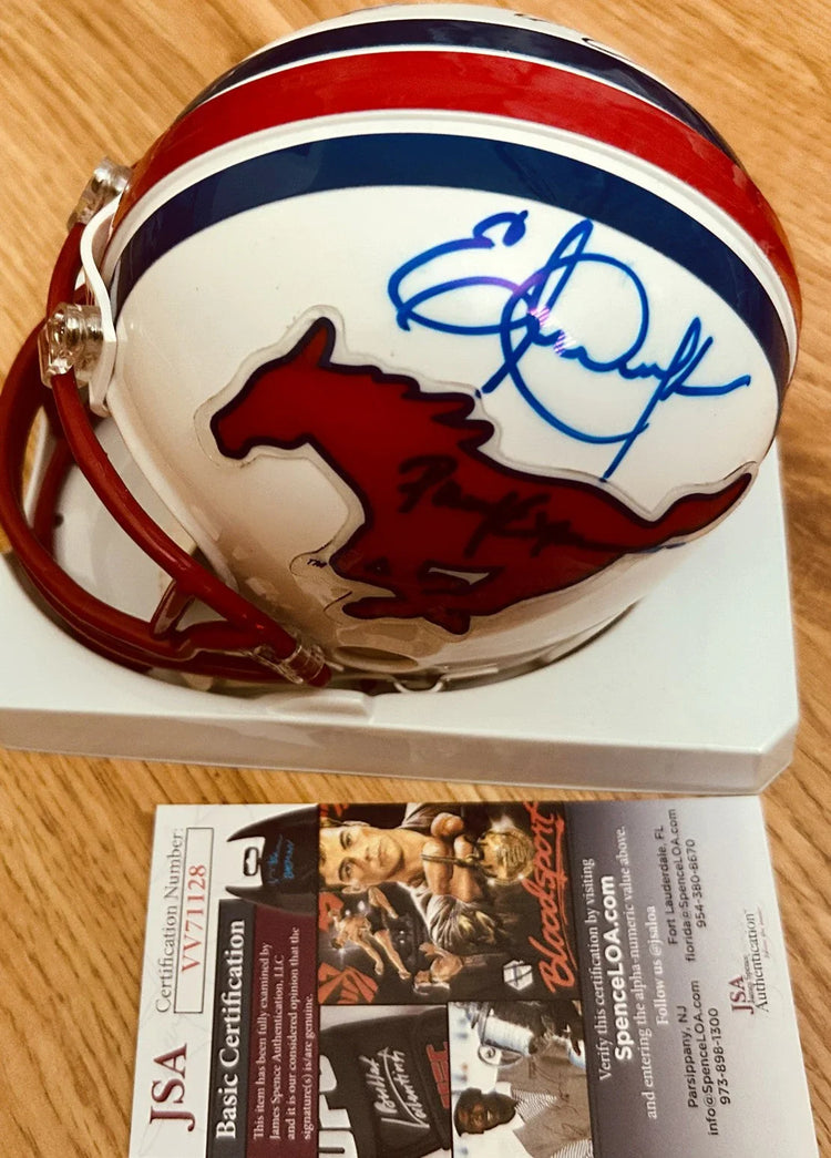 Eric Dickerson and Craig James autographed SMU Mustangs mini helmet inscribed Pony Express (JSA) - AutographsForSale.com