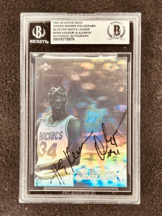 Hakeem Olajuwon signed FULL NAME Rockets 1991-92 Upper Deck Hologram card BAS certified - AutographsForSale.com