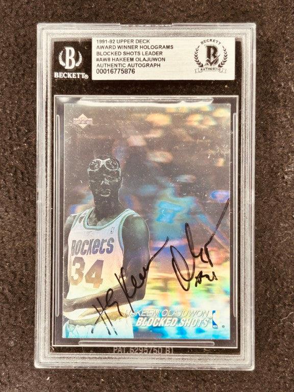 Hakeem Olajuwon signed FULL NAME Rockets 1991-92 Upper Deck Hologram card BAS certified - AutographsForSale.com