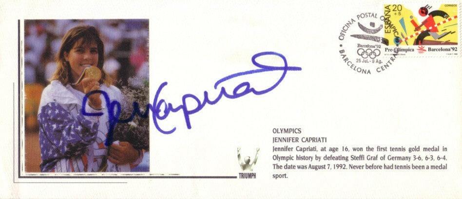 Jennifer Capriati signed 1992 Olympic Tennis Gold Medal cachet envelope - AutographsForSale.com