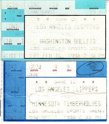 Los Angeles Clippers 2 1990 ticket stubs - AutographsForSale.com