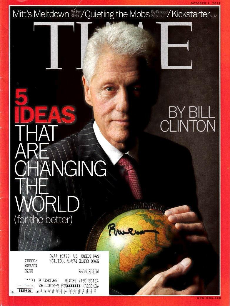 Bill Clinton autographed 2012 Time magazine Issue JSA - AutographsForSale.com