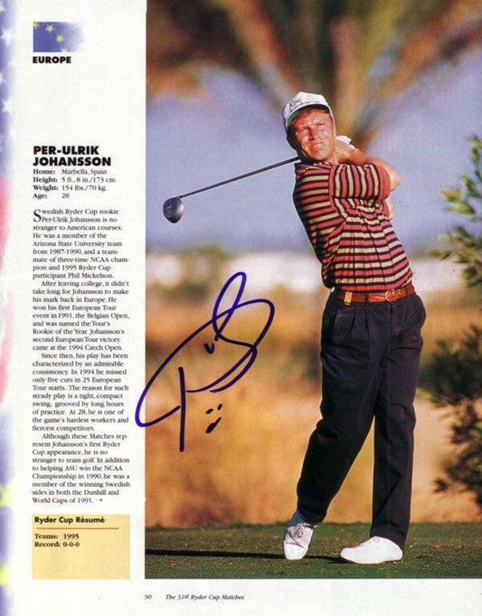 Per-Ulrik Johansson signed full page golf magazine photo - AutographsForSale.com