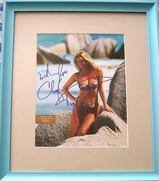 Cheryl Tiegs signed SI Swimsuit photo with Love framed JSA - AutographsForSale.com