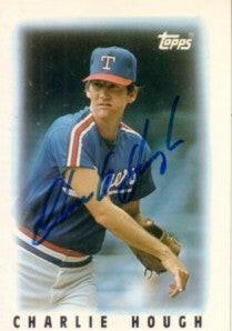 Charlie Hough signed Texas Rangers 1986 Topps mini League Leaders card - AutographsForSale.com