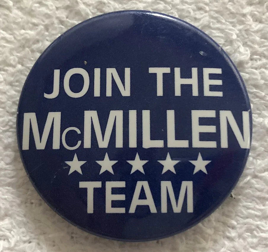 Tom McMillen 1986 congressional campaign button or pin - AutographsForSale.com