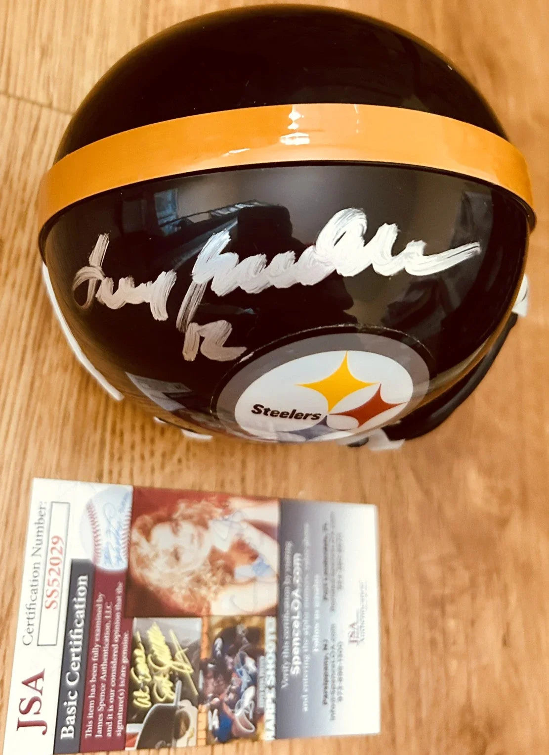 Terry Bradshaw signed Pittsburgh Steelers mini helmet JSA - AutographsForSale.com