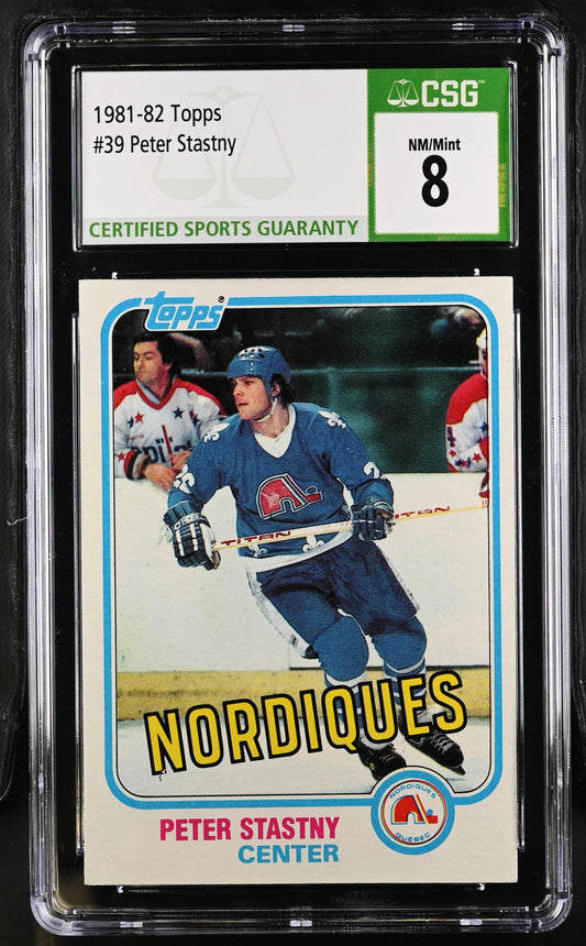 Peter Stastny 1981-82 Topps hockey RC 39 CSG 8 NmMt - AutographsForSale.com