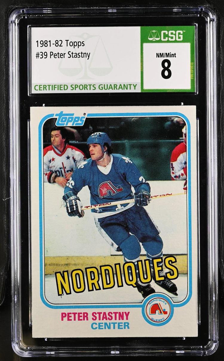Peter Stastny 1981-82 Topps hockey RC 39 CSG 8 NmMt - AutographsForSale.com