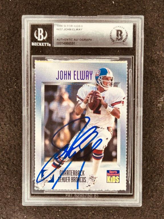 John Elway autographed Denver Broncos 1996 Sports Illustrated for Kids card BAS slabbed - AutographsForSale.com