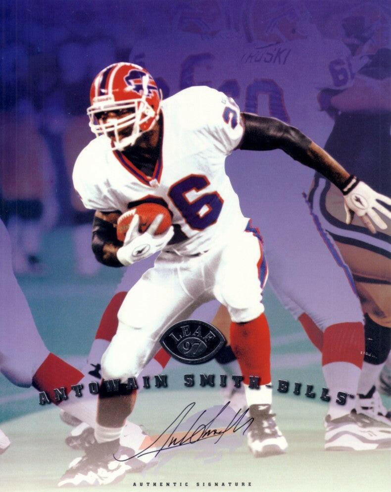 Antowain Smith certified autograph Buffalo Bills 1997 Leaf 8x10 card - AutographsForSale.com