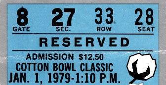 1979 Cotton Bowl college football ticket stub Joe Montana Notre Dame Chicken Soup Game - AutographsForSale.com
