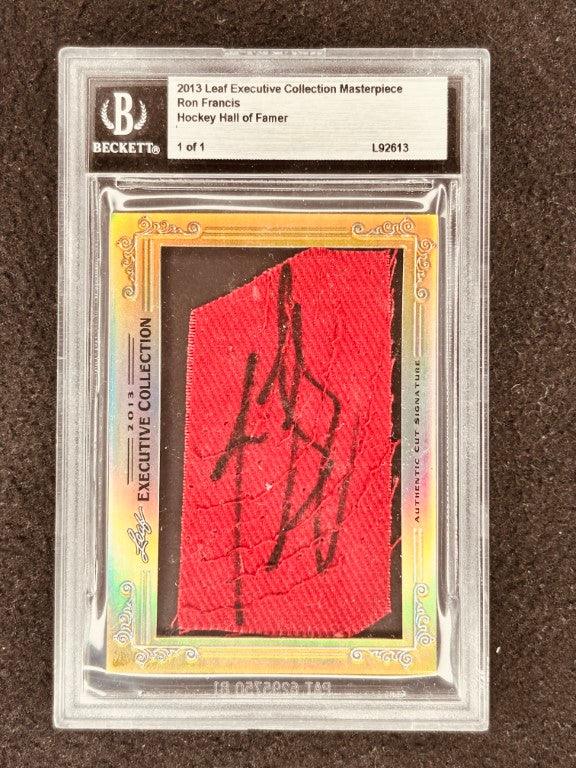 Ron Francis 2013 Leaf Masterpiece Cut Signature certified signed card 1/1 JSA Penguins - AutographsForSale.com