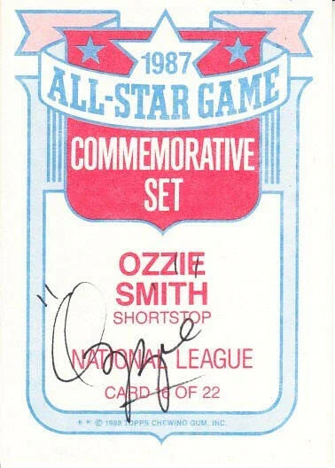 Ozzie Smith signed 1988 Topps 1987 All-Star card St Louis Cardinals - AutographsForSale.com