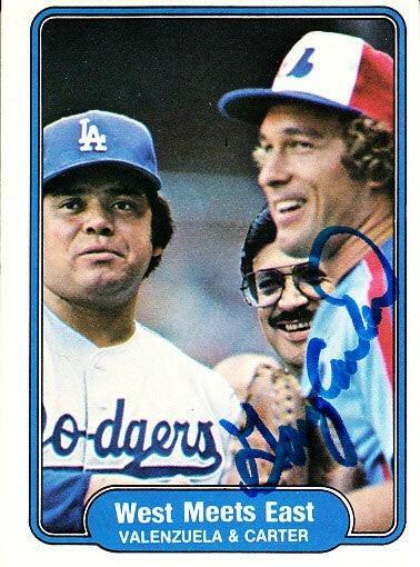 Gary Carter signed Expos 1982 Fleer card with Fernando Valenzuela - AutographsForSale.com