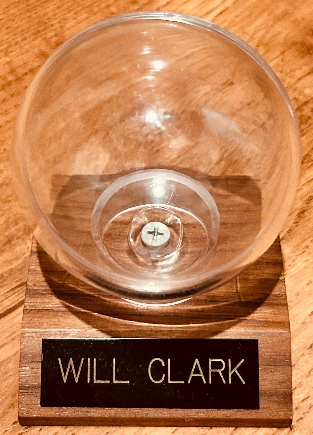 Will Clark baseball display case with wood base - AutographsForSale.com