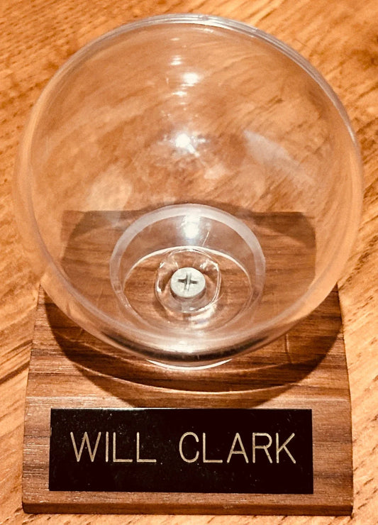 Will Clark baseball display case with wood base - AutographsForSale.com