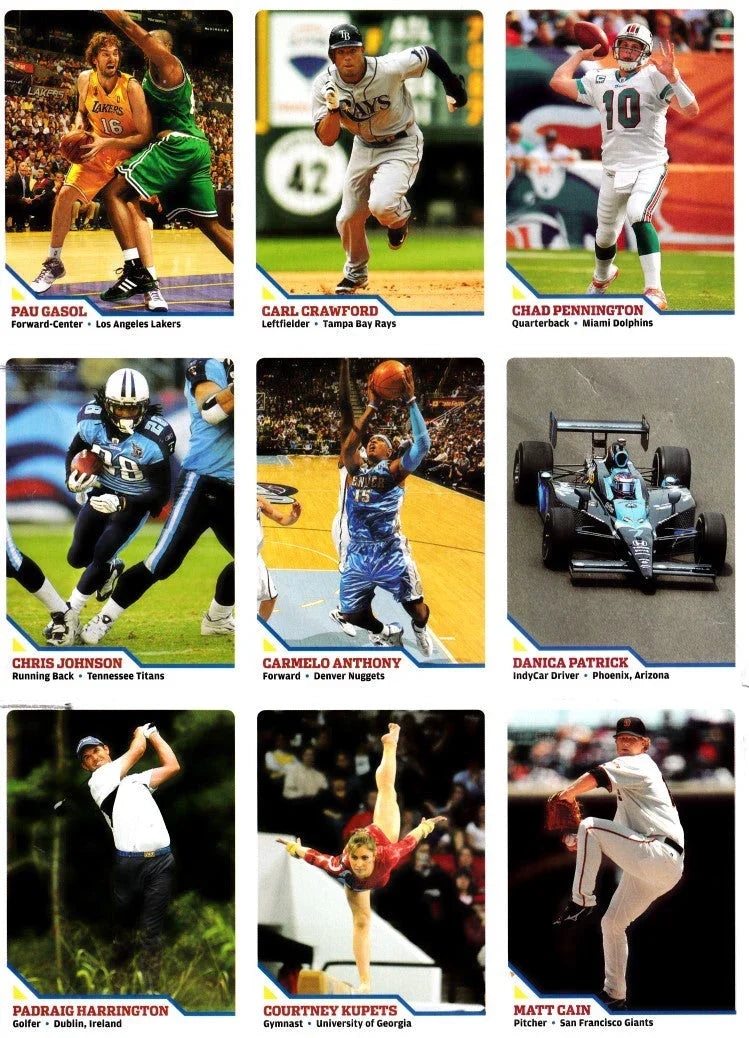 Danica Patrick RC Carmelo Anthony Pau Gasol 2009 SI for Kids card sheet - AutographsForSale.com