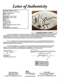 Junior Seau autographed Wilson NFL white panel football JSA Chargers - AutographsForSale.com