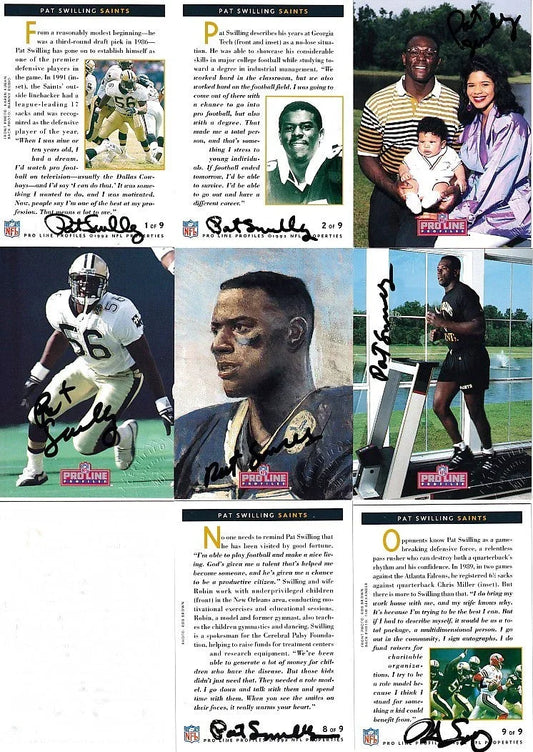 Pat Swilling certified signed Saints 1992 Pro Line Profiles 8 card set - AutographsForSale.com