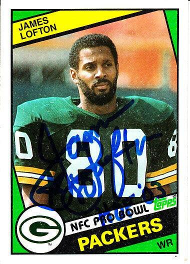James Lofton signed Packers 1984 Topps card with HOF 03 - AutographsForSale.com