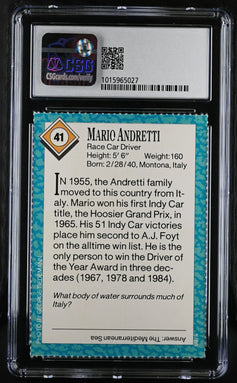 Mario Andretti 1989 SI for Kids Racing card CSG 9.5 MT+ - AutographsForSale.com