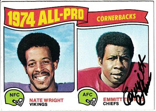 Emmitt Thomas autographed Kansas City Chiefs 1975 Topps All-Pro Cornerbacks card - AutographsForSale.com