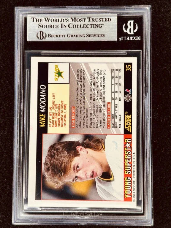 Mike Modano signed North Stars 1991-92 Score Young Superstars card BAS certified - AutographsForSale.com