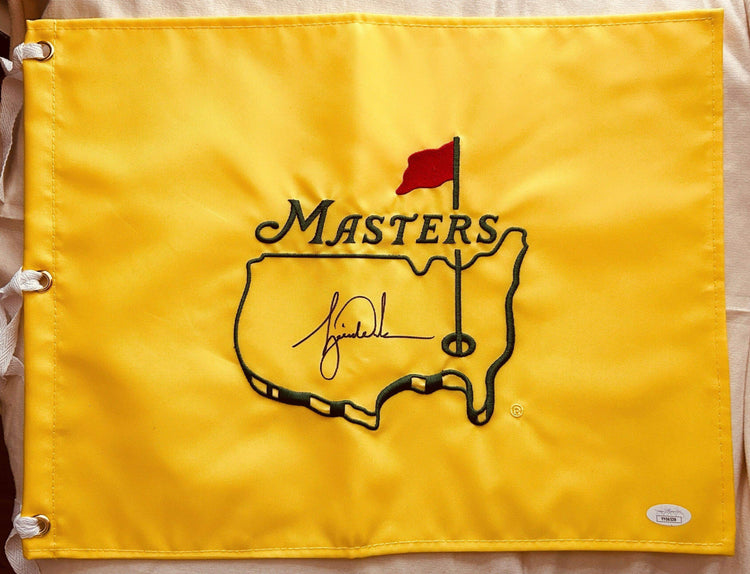 Tiger Woods signed undated Masters golf pin flag JSA grade 9 - AutographsForSale.com
