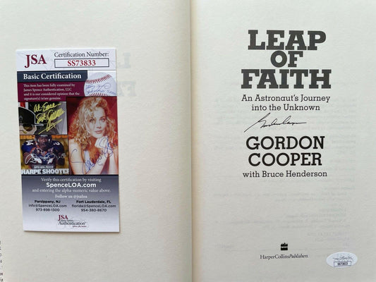 Gordon Cooper autographed Leap of Faith book JSA Mercury 7 - AutographsForSale.com