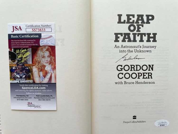 Gordon Cooper autographed Leap of Faith book JSA Mercury 7 - AutographsForSale.com
