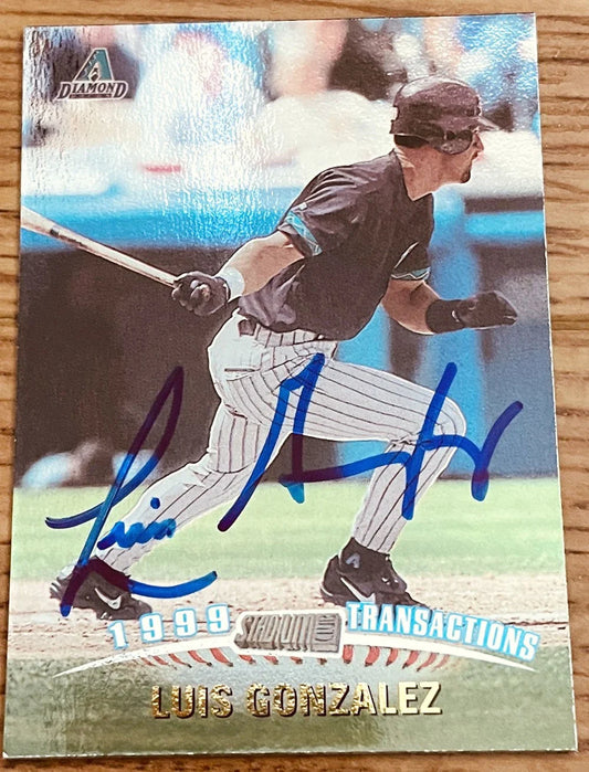 Luis Gonzalez autographed Arizona Diamondbacks 1999 Stadium Club card - AutographsForSale.com