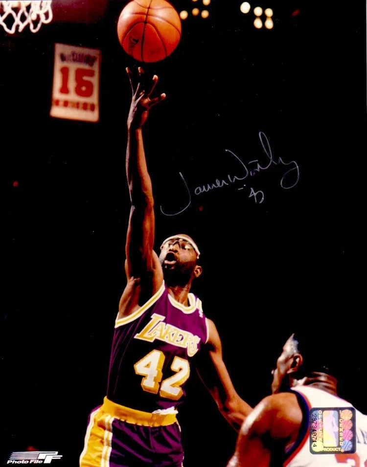 James Worthy autographed Los Angeles Lakers 8x10 photo - AutographsForSale.com
