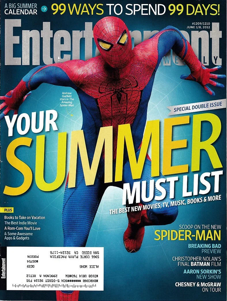 Amazing Spider-Man movie June 2012 Entertainment Weekly magazine Andrew Garfield - AutographsForSale.com