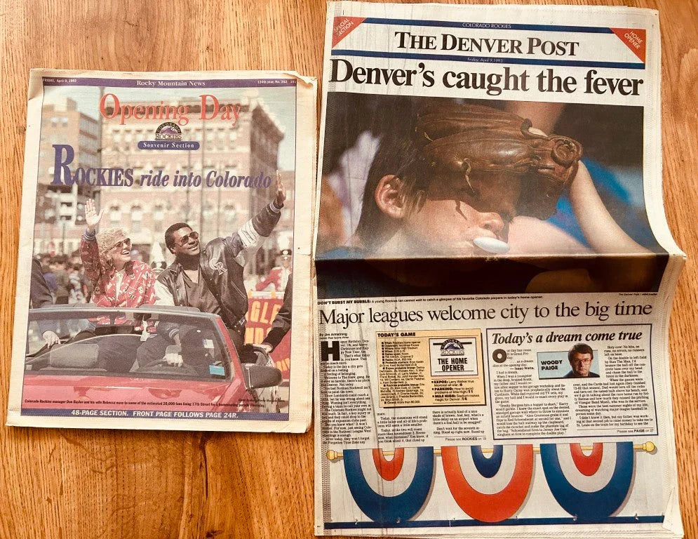 1993 Colorado Rockies 1st Opening Day Denver Post & Rocky Mountain News newspapers - AutographsForSale.com