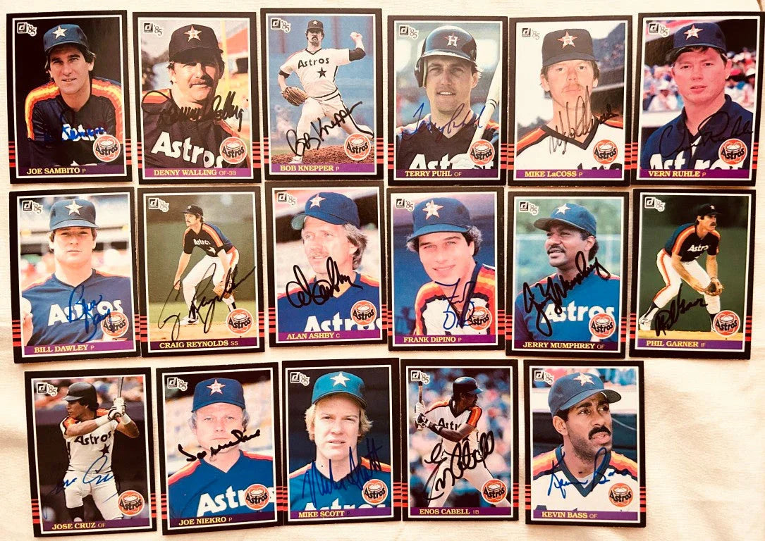 17 autographed 1985 Donruss Houston Astros cards Jose Cruz Joe Niekro Mike Scott Kevin Bass - AutographsForSale.com