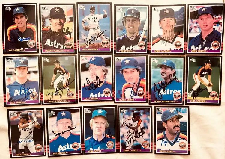 17 autographed 1985 Donruss Houston Astros cards Jose Cruz Joe Niekro Mike Scott Kevin Bass - AutographsForSale.com